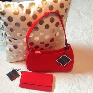 *🆕 Vera Bradley Quilted Shoulder Bag and Wallet in Beautiful Laura Red, NEW